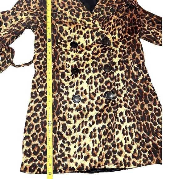 Vertigo Paris double breasted tie belt cheetah print trench coat Size M - Picture 9 of 11